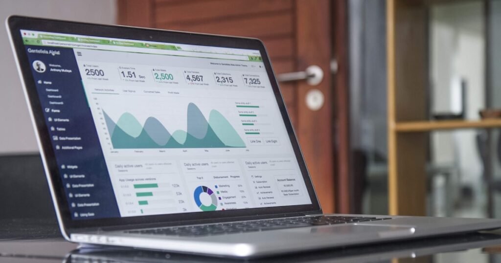Laptop showing website statistics, illustrating how to get a website indexed by Google